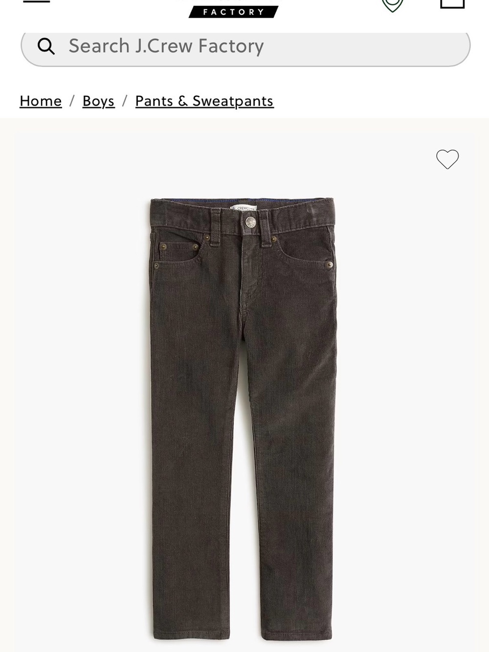 Crewcuts J.Crew Boys Grey Corduroy Pants Size 5 - Picture 2 of 7